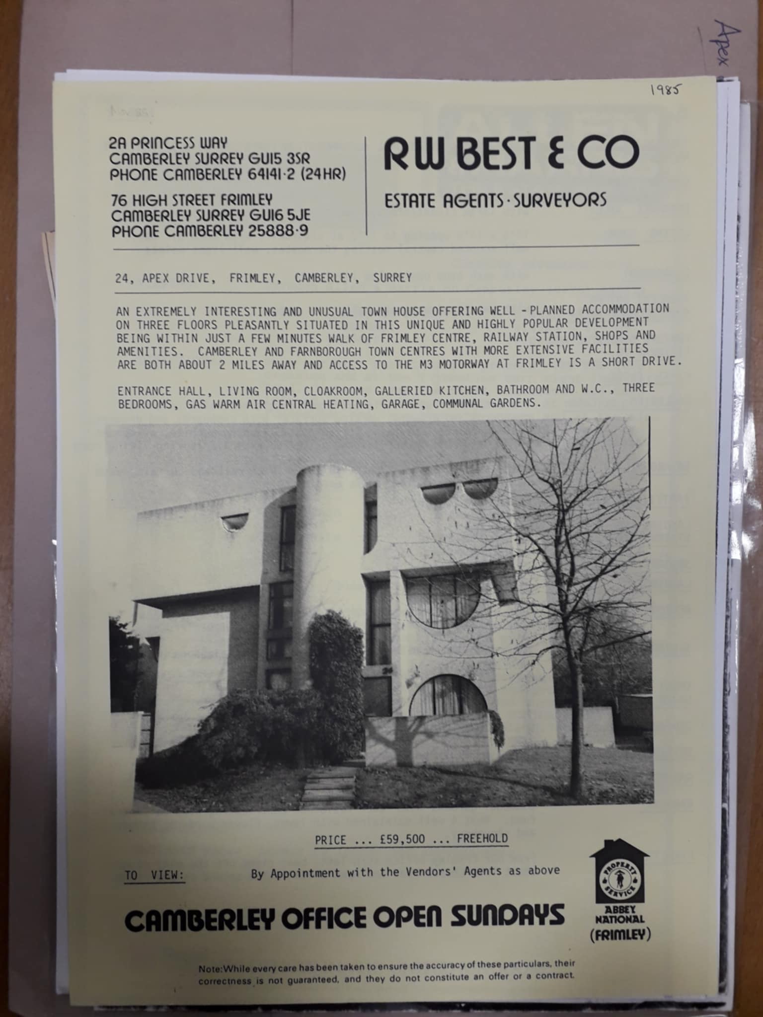 RW Best & Co — 24 Apex Drive (£59,500)