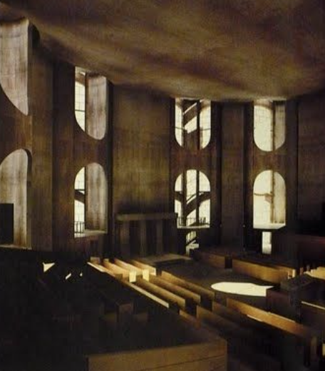Interior — Light Through Geometric Windows