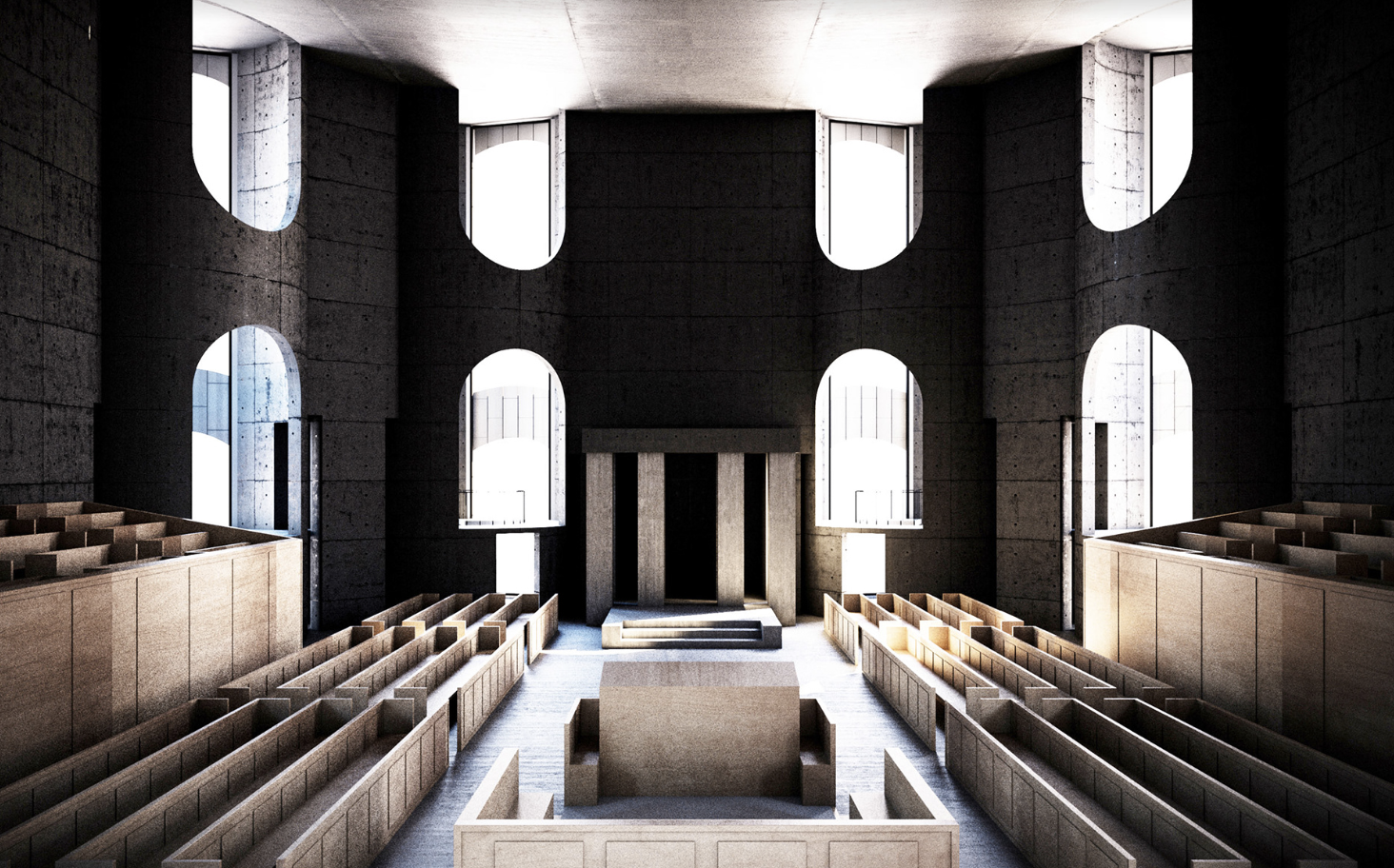 Church Interior — Monumental Concrete and Light
