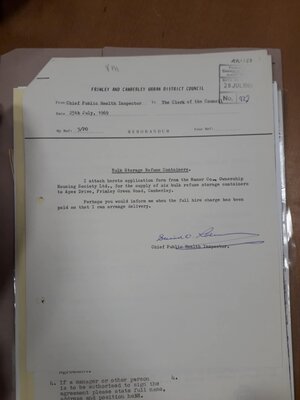 Bulk Refuse Container Application — 1969